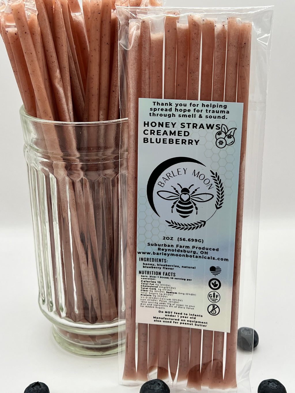 Barley Moon Botanicals blueberry creamed honey straws