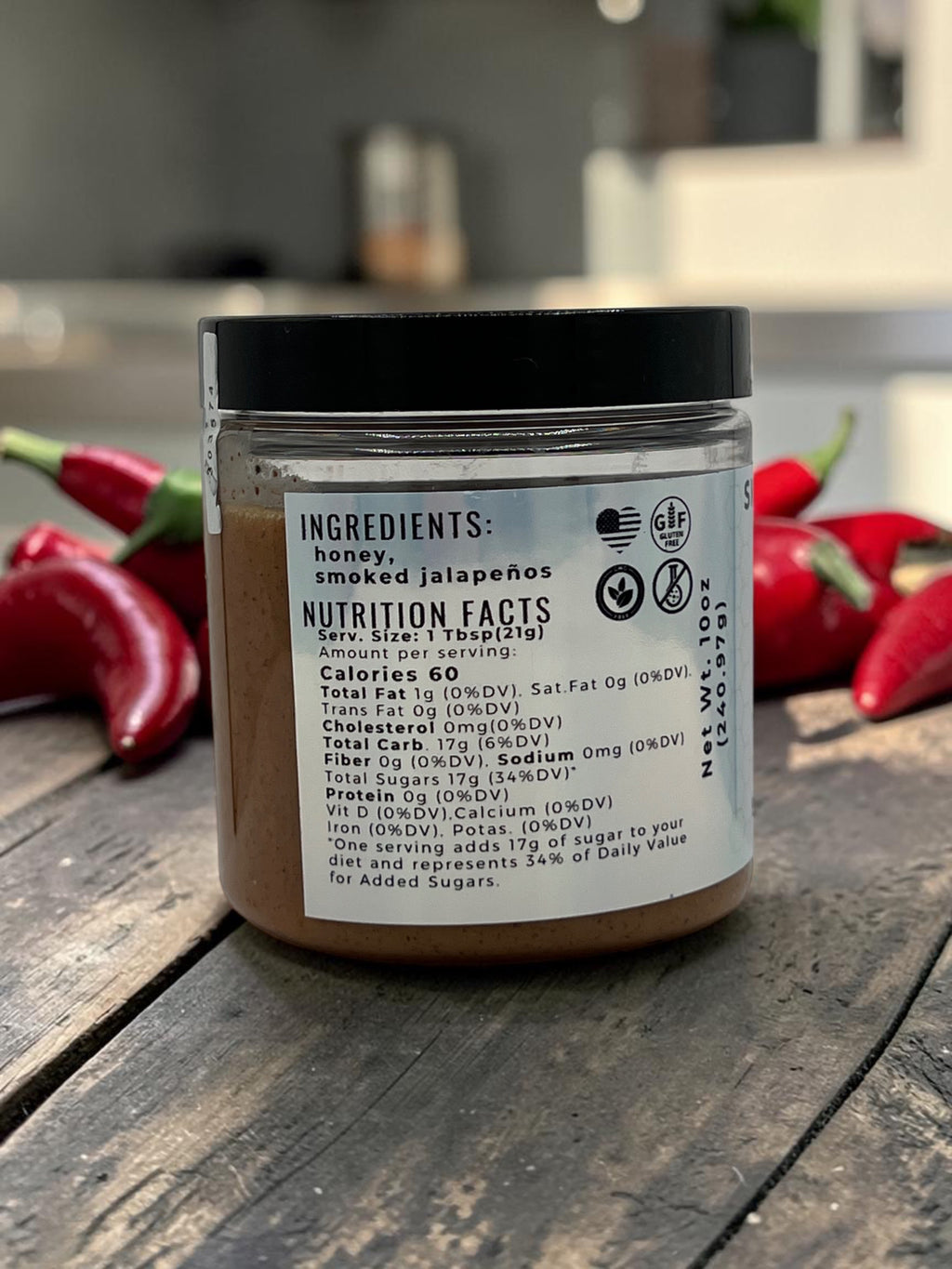 Barley Moon Botanicals Smoke-apeno Smoked Jalapeño creamed honey jar