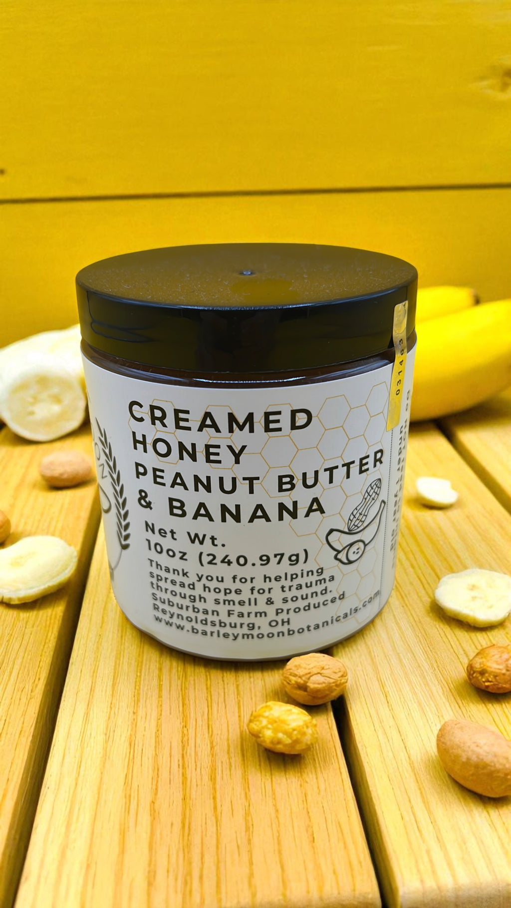 Nutty Nana - Peanut Butter Banana Creamed Honey  - Barley Moon Botanicals - Pure Honey, Natural Ingredients